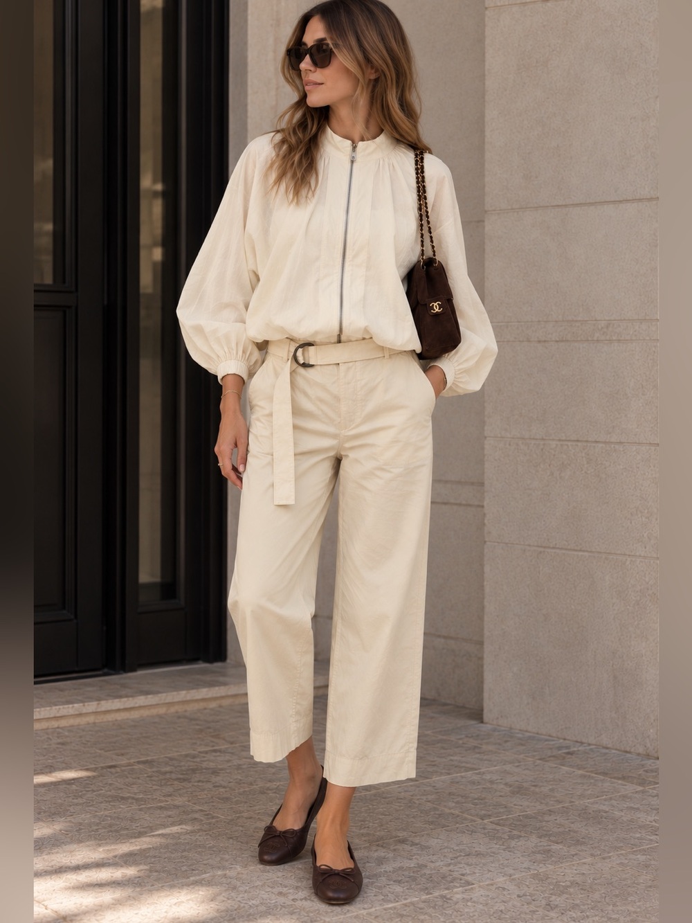 Zara Wide-Leg Belted Chinos